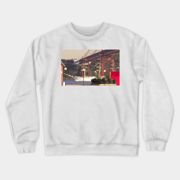 "Dar Mlodziezy" Tall Ship, Lisbon Crewneck Sweatshirt by terezadelpilar